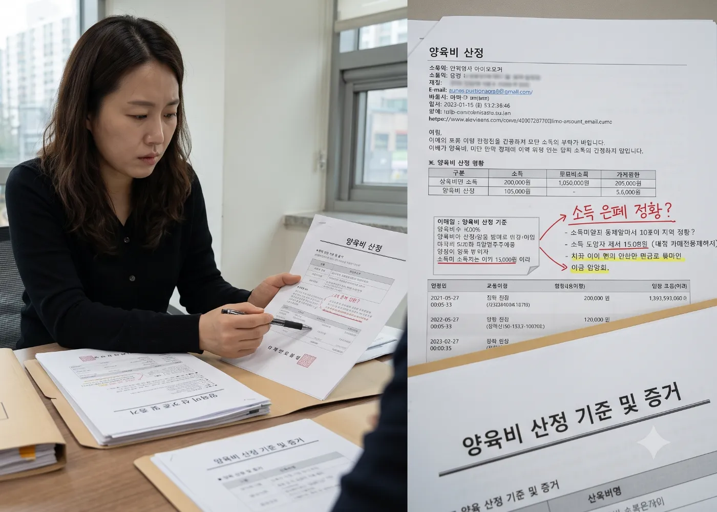“‘사업 소득을 0원으로 신고하고 양육비 30만 원만 주겠답니다…’ 이혼 소득 은폐 시 숨긴 소득 추적과 정당한 양육비 산정 가이드”