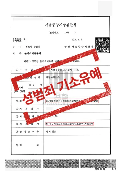 성매매처벌법 위반(성매매)-교육조건부 기소유예 — 결과를 표시한 사건 기록(개인정보 가림 처리)
