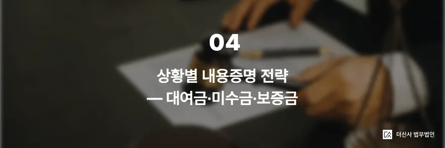 4. 상황별 내용증명 전략 — 대여금·미수금·보증금