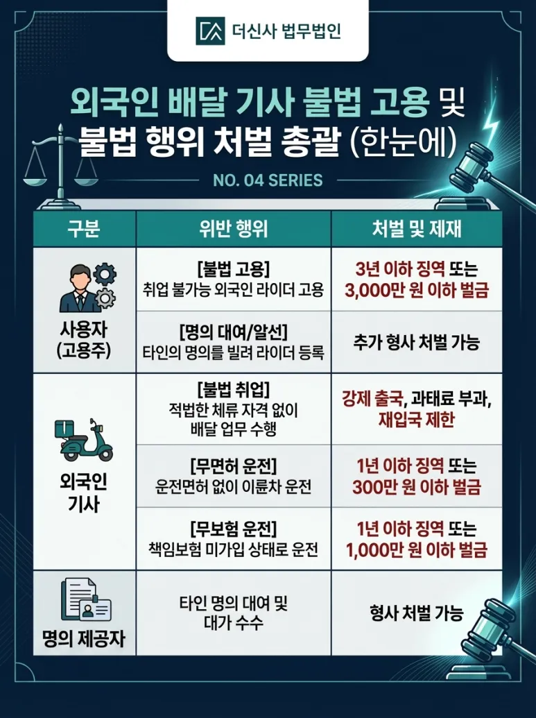 [변호사 칼럼] 배달 대행 외국인 라이더 무더기 적발, 업주/라이더 처벌위기라면