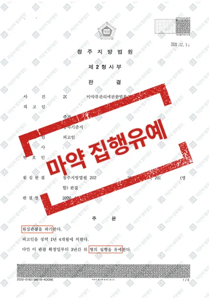 마약류관리법위반(향정) 실형→집행유예 (2심)-청주지방법원 — 결과를 표시한 사건 기록(개인정보 가림 처리)