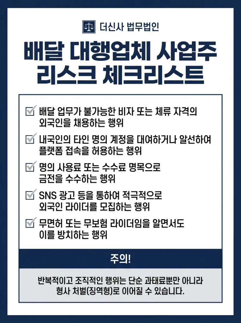 [변호사 칼럼] 배달 대행 외국인 라이더 무더기 적발, 업주/라이더 처벌위기라면