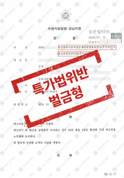 특가법위반(도주치상)·사고후미조치 — 벌금형 — 결과를 표시한 사건 기록(개인정보 가림 처리)