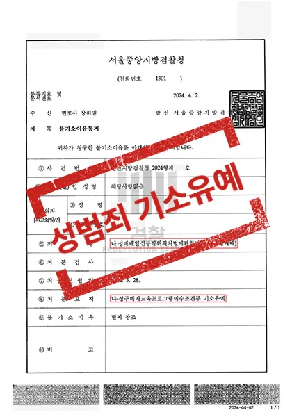 성매매처벌법 위반(성매매)-교육이수조건부 기소유예 — 결과를 표시한 사건 기록(개인정보 가림 처리)
