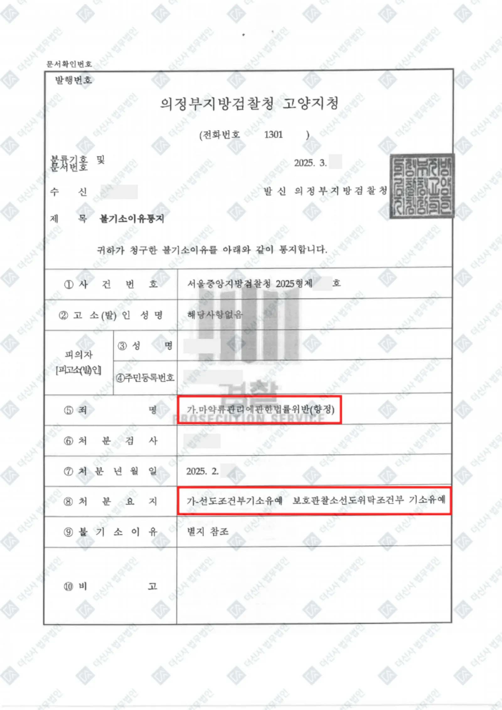합성대마 공동 매수 - 기소유예 — 결정문 사본(개인정보 가림 처리)